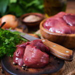 Raw chicken liver for cooking with onions and peppers